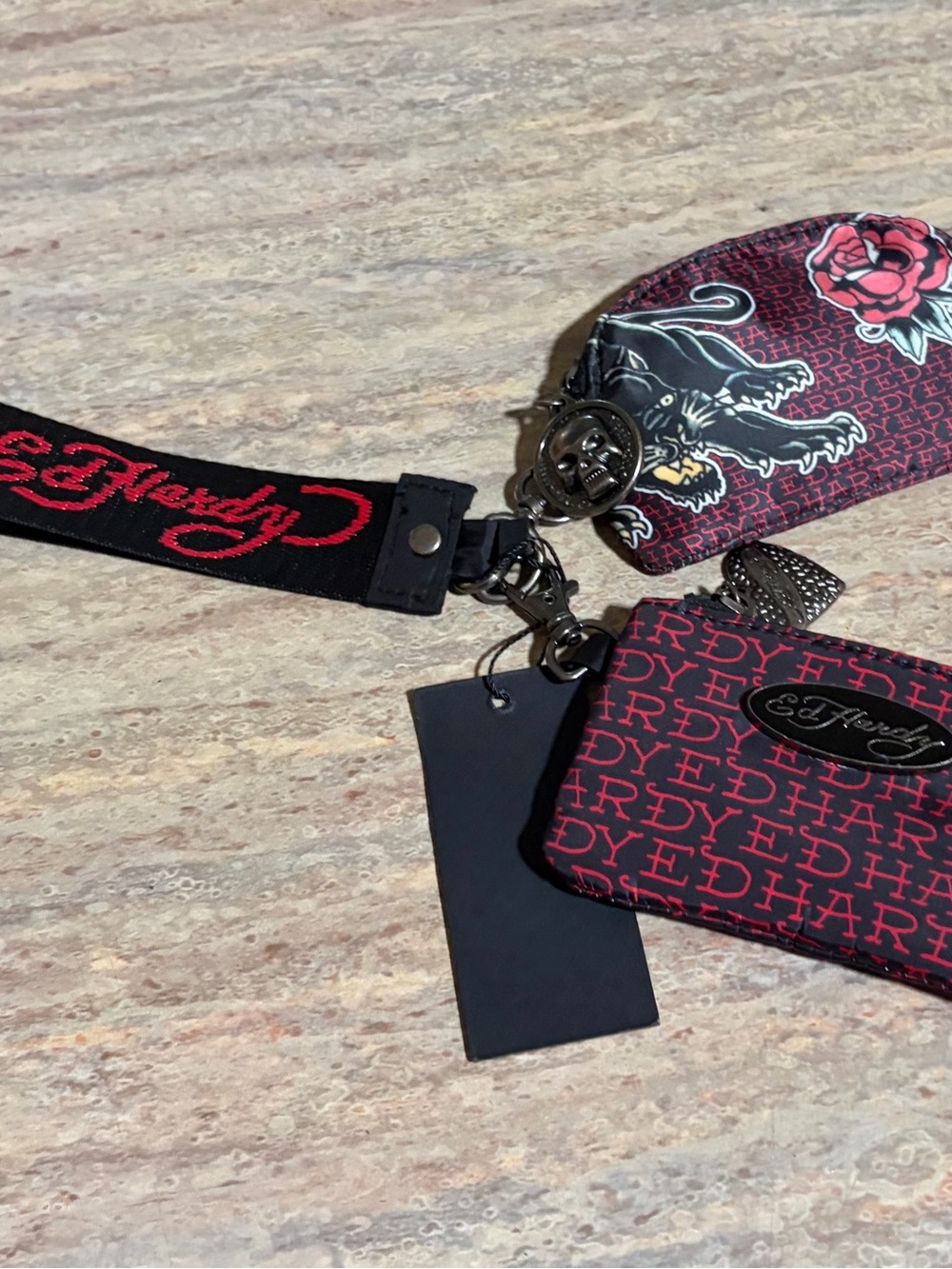 NWT Ed Hardy 2-Mini Bags with Wristlet handles